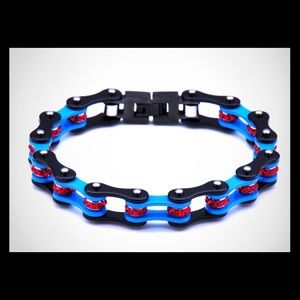 Mens D&Z Stainless Steel Motorcycle Bike Bracelet